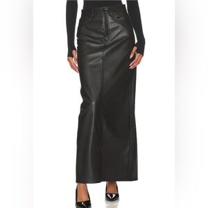 AMIRI FAUX LEATHER MAXI SKIRT IN NOIR